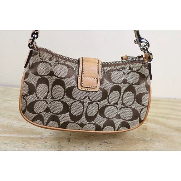 Coach Bag Soho Shoulder Mini Handbag Brown Leather Canvas Hobo 6362 Vintage - Picture 2 of 12